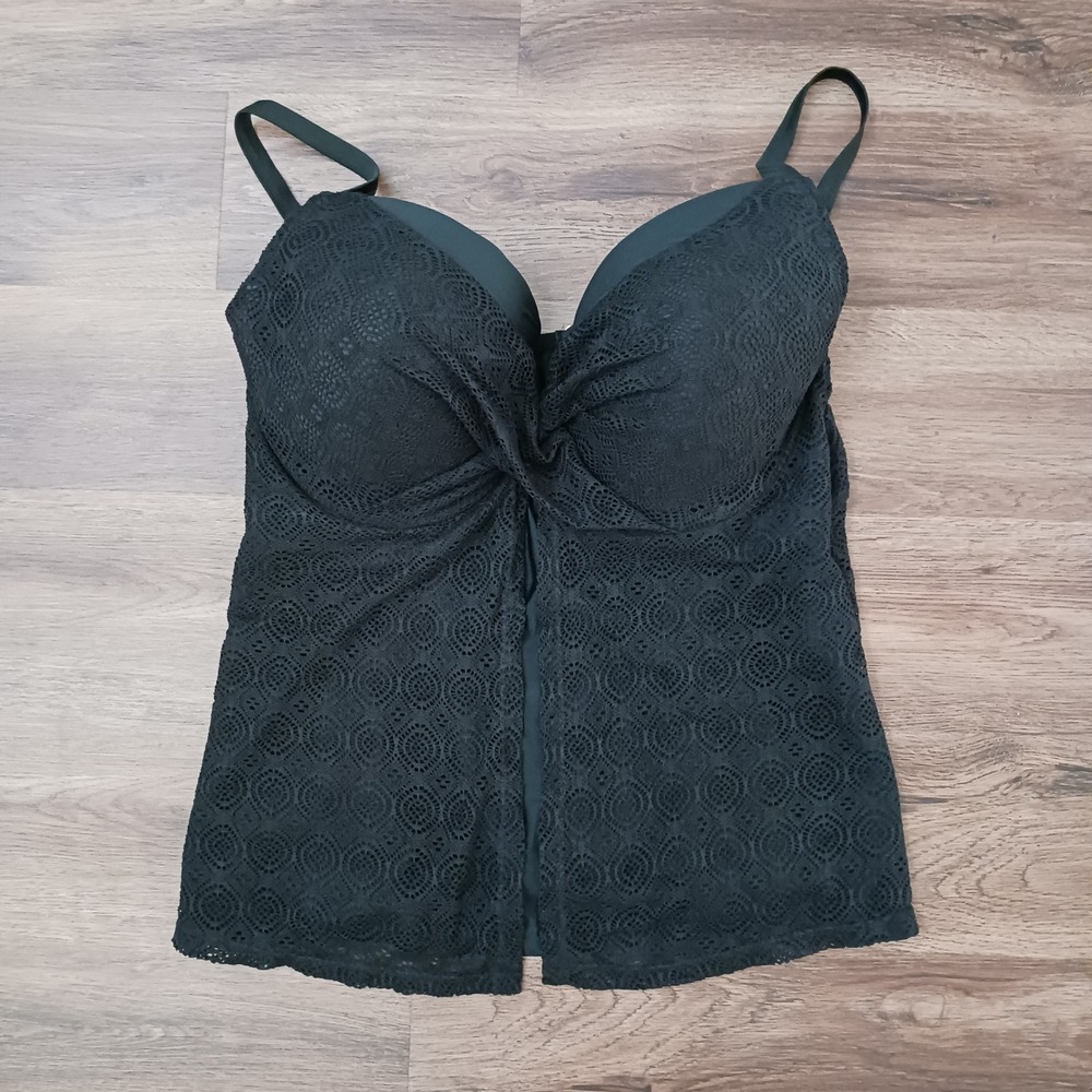 Fullfitall Crochet Lace Tankini Top Underwire Swimsuit TK210538 Plus Size 22